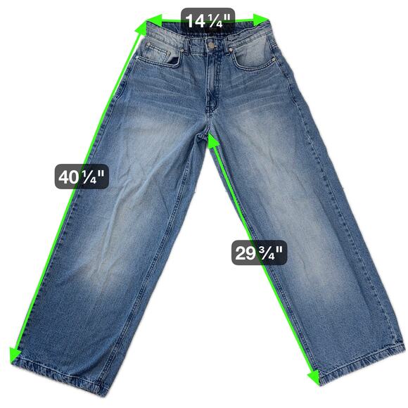 Boohoo Man Wide-Leg Jeans Blue Light Wash Vintage Style S 30 - Picture 7 of 8